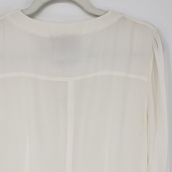 Rungolee Embellished Floral Applique Silk Blouse Top S Womens Long Sleeve‎ Cream - Picture 6 of 10